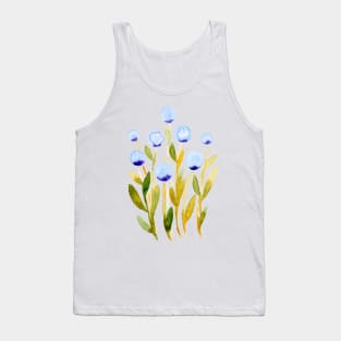 Simple watercolor flowers - blue and green Tank Top